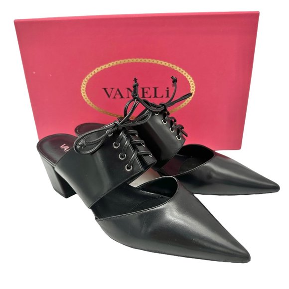 VANELi Kinnon 8.5M Black Calf Womens Slide On Shoes Pointed Toe in Box - Picture 1 of 16